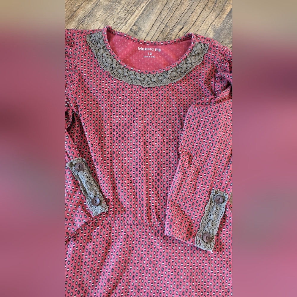 Mustard Pie brick color tunic size 12 - Picture 2 of 3